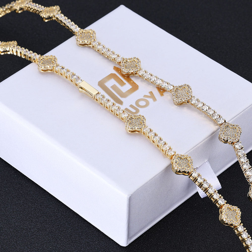Cross Flower Tennis Chain Necklace