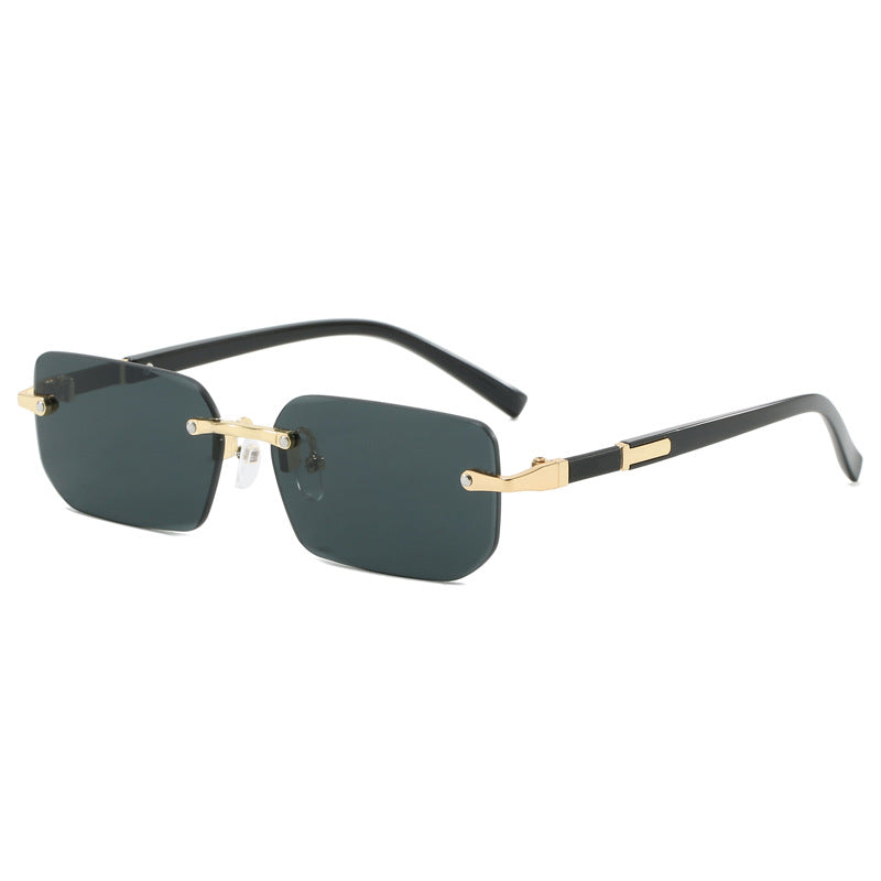 Cut Edge Square Rimless Sunglasses