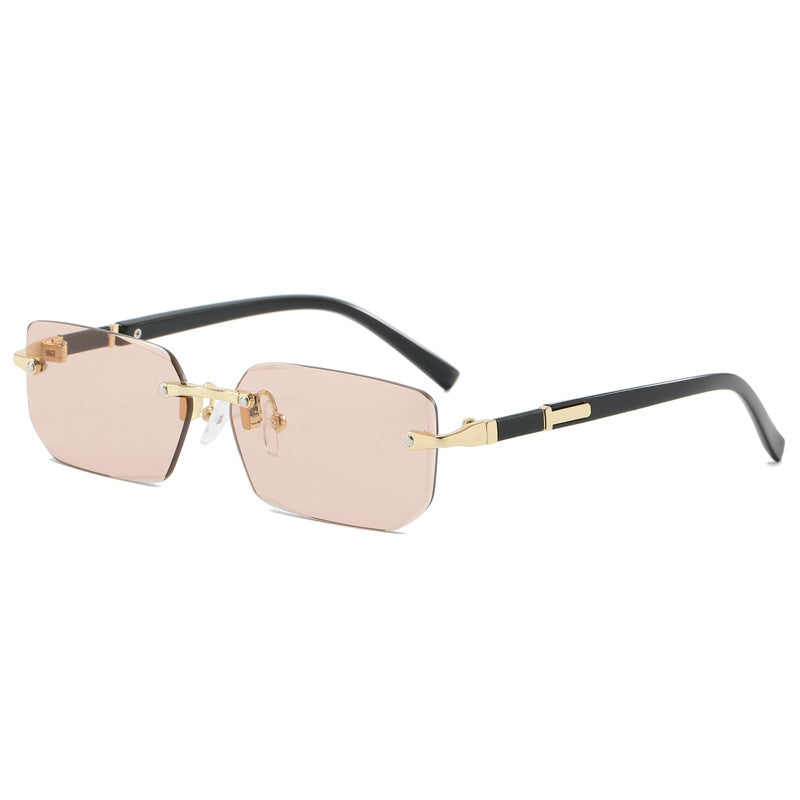 Cut Edge Square Rimless Sunglasses
