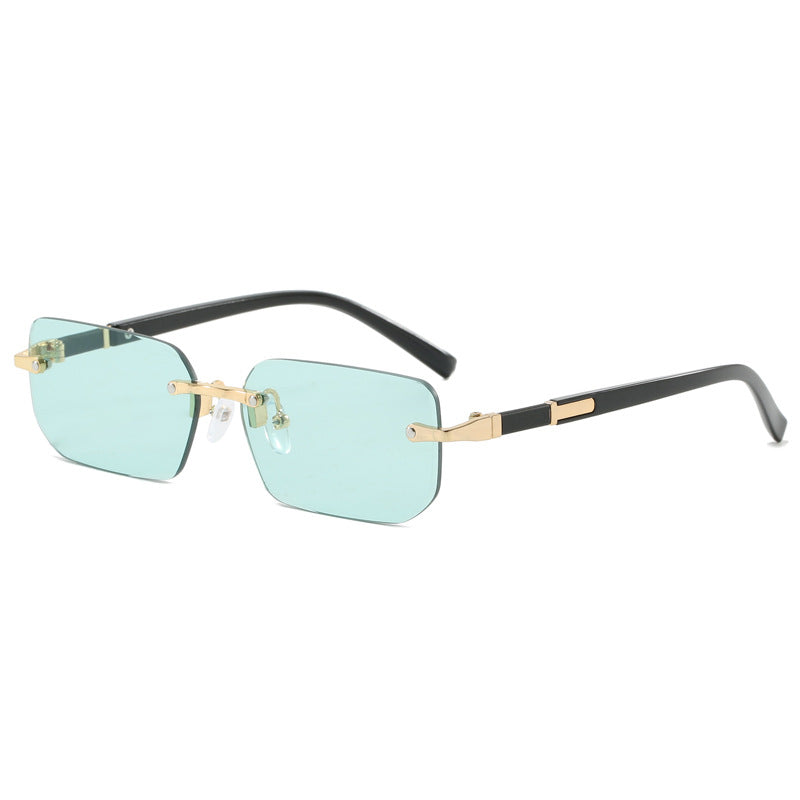 Cut Edge Square Rimless Sunglasses