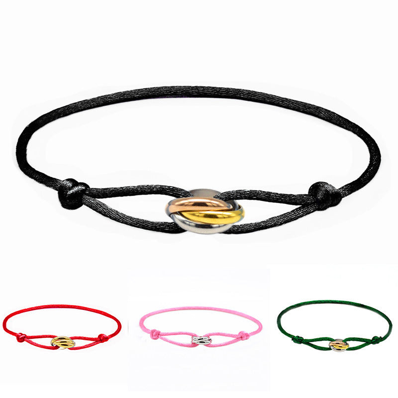 3 Metal Buckle Adjustable Rope Bracelet