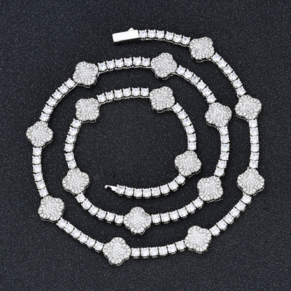 Cross Flower Tennis Chain Necklace