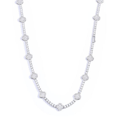 Cross Flower Tennis Chain Necklace