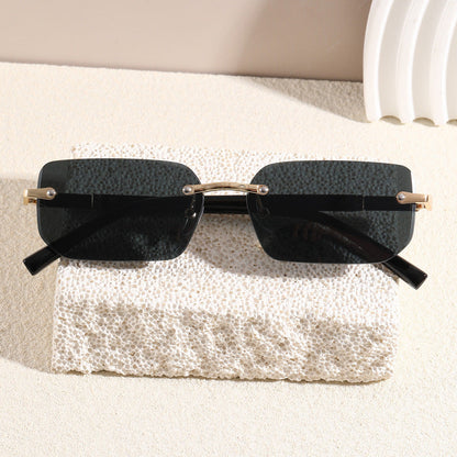 Cut Edge Square Rimless Sunglasses