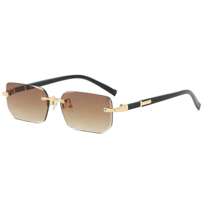 Cut Edge Square Rimless Sunglasses