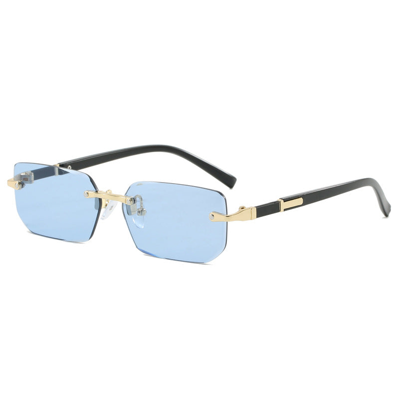 Cut Edge Square Rimless Sunglasses