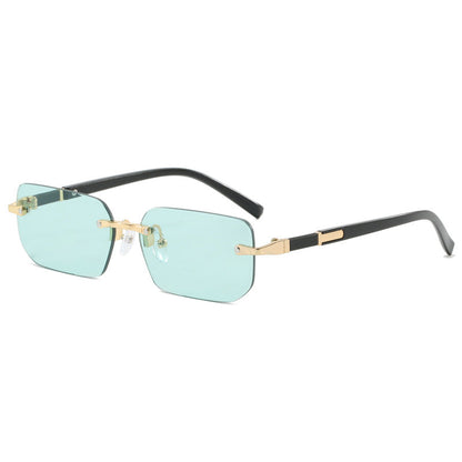 Cut Edge Square Rimless Sunglasses