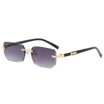 Cut Edge Square Rimless Sunglasses