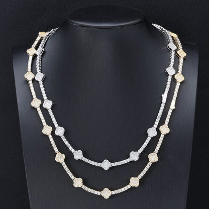 Cross Flower Tennis Chain Necklace