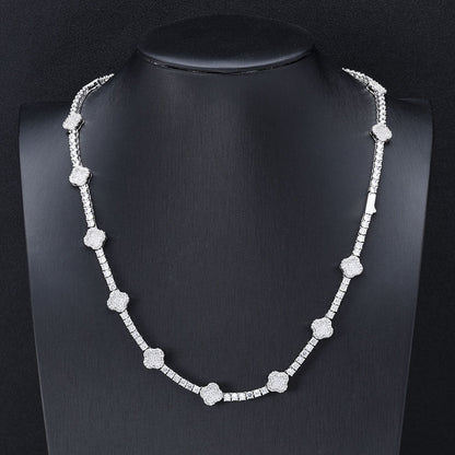 Cross Flower Tennis Chain Necklace