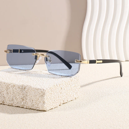 Cut Edge Square Rimless Sunglasses