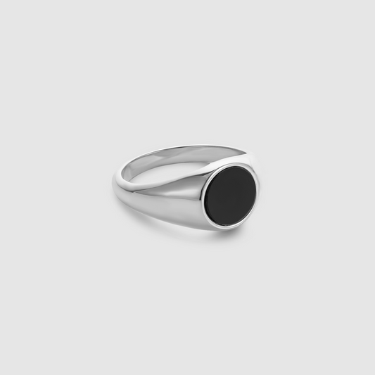 Oval Black Ring (Silver)