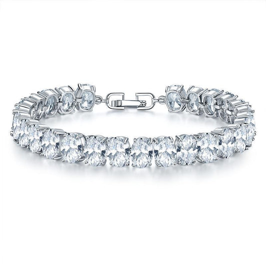 Silver Oval Zirconia Bracelet